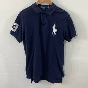 Polo Ralph Lauren Blue Cotton S/S Large Logo Polo Mens Size Large L
